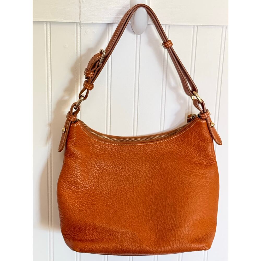 DOONEY & BOURKE Dillen pebble grain leather medium 2 zipper pocket purse in sand - Picture 2 of 13
